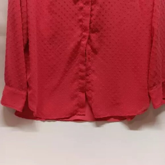 Talbots Ladies Salmon Pink Raised Polka Dot Sheer Lined Blouse Button Up Size M - Picture 3 of 8